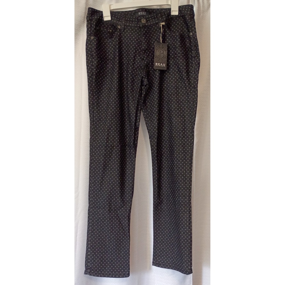Beau Dawson Jean Pants Size 12 Black‎ Gray Polka Dot NWT, Business Casual Office